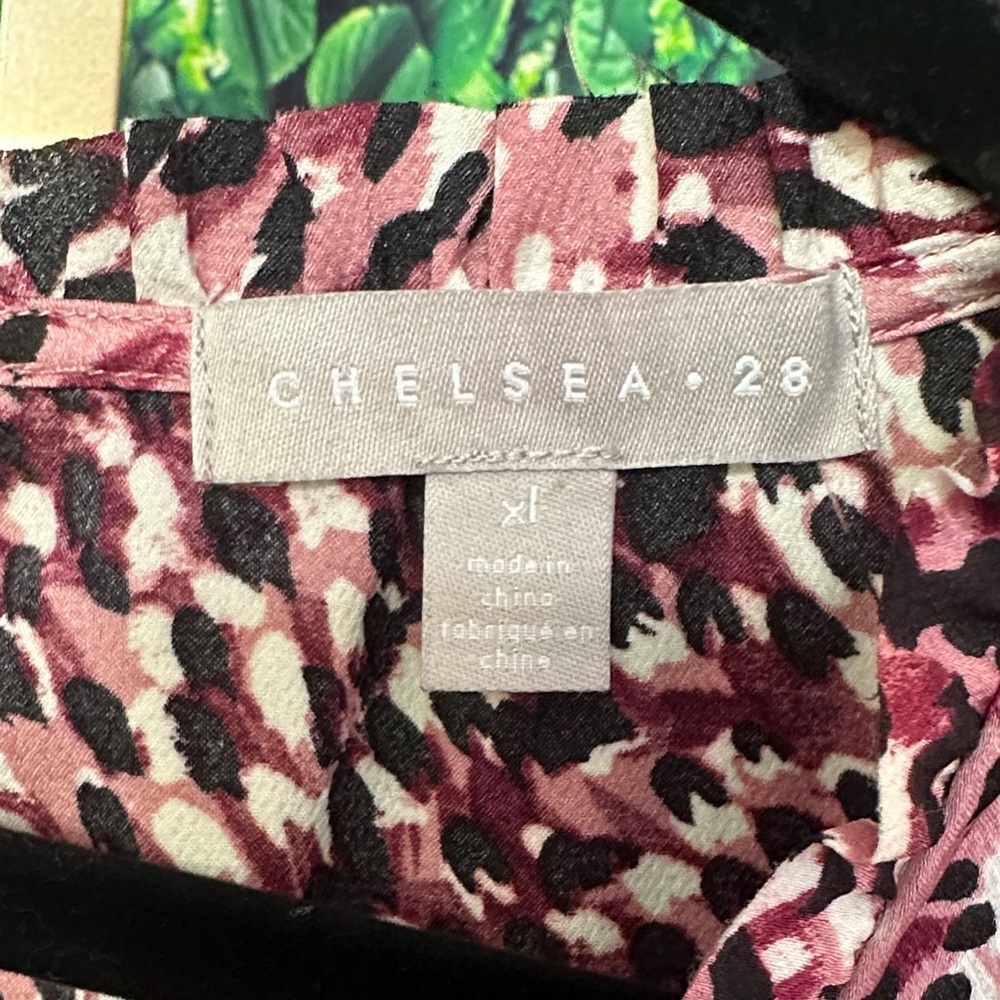 Chelsea28 Pink Animal Printed Puff Sleeve Tiered Satin Minidress Ladies XL - Picture 6 of 8